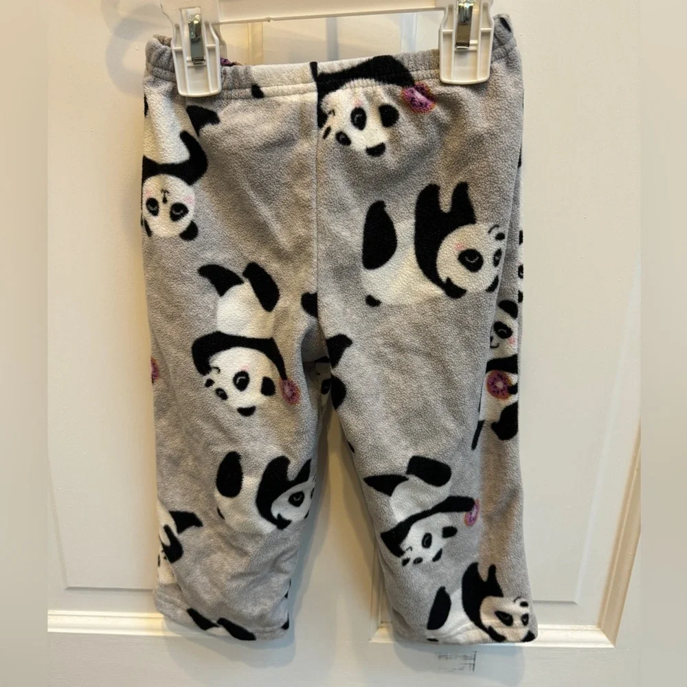 Carter’s 2T Girls Grey & White Panda Animal Fleece Pajama Pants